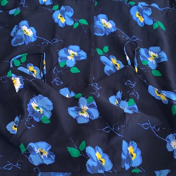 Banana Republic Navy Blue Pansies Floral Midi Dress - Picture 7 of 9